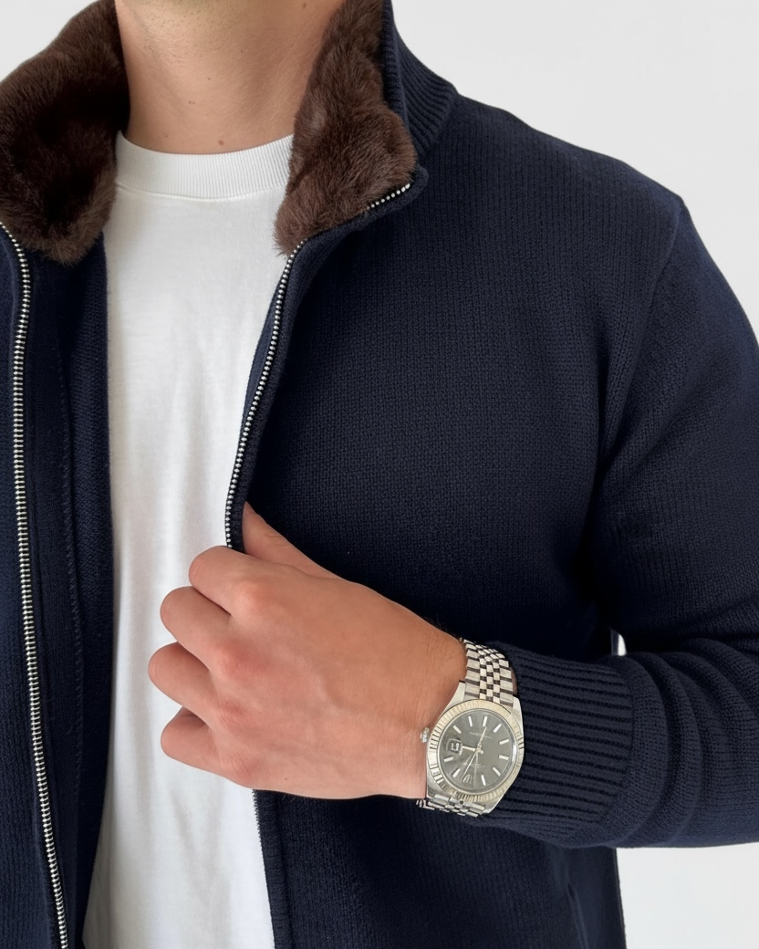 Wool Fur Blouson | Navy